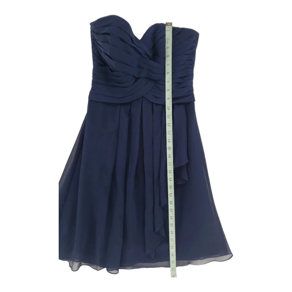 David's Bridal Strapless Sweetheart Neckline Short Dress Size 2 in Navy - Picture 7 of 13